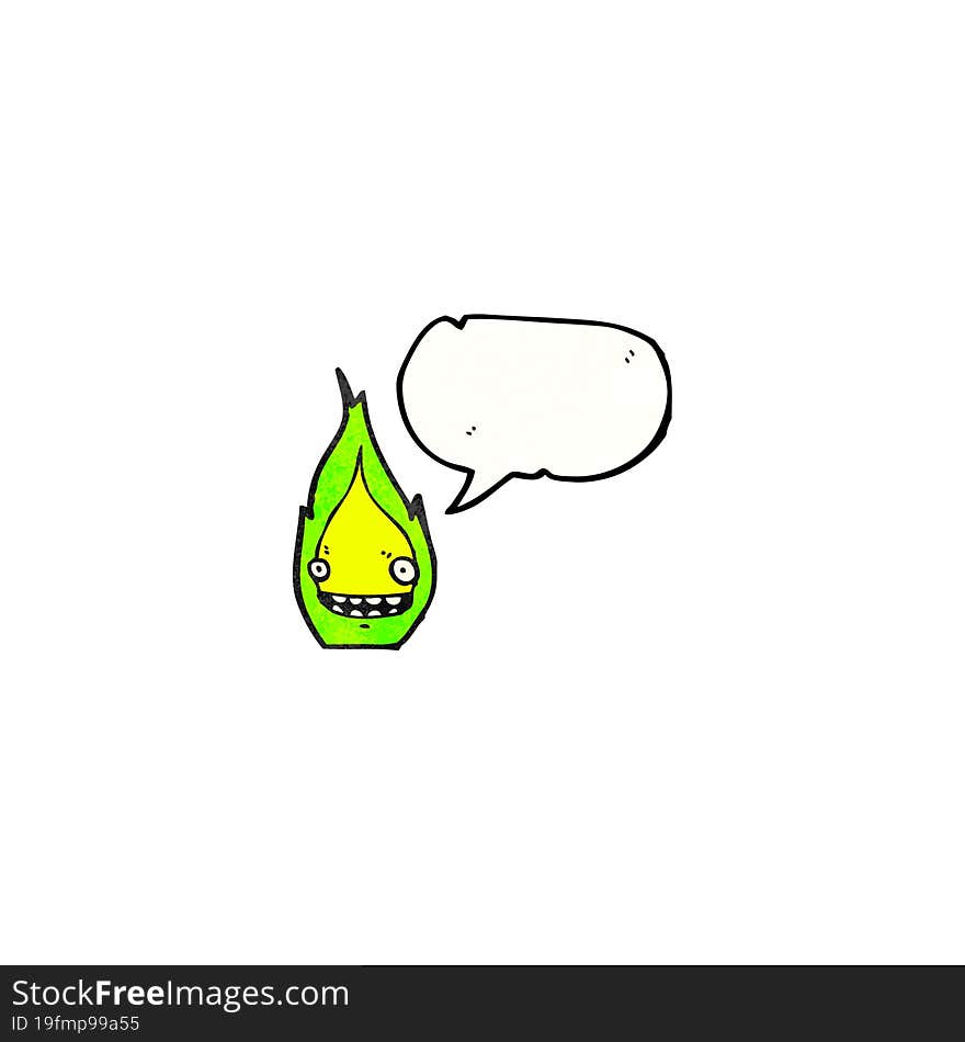 Little Green Flame Cartoon Character