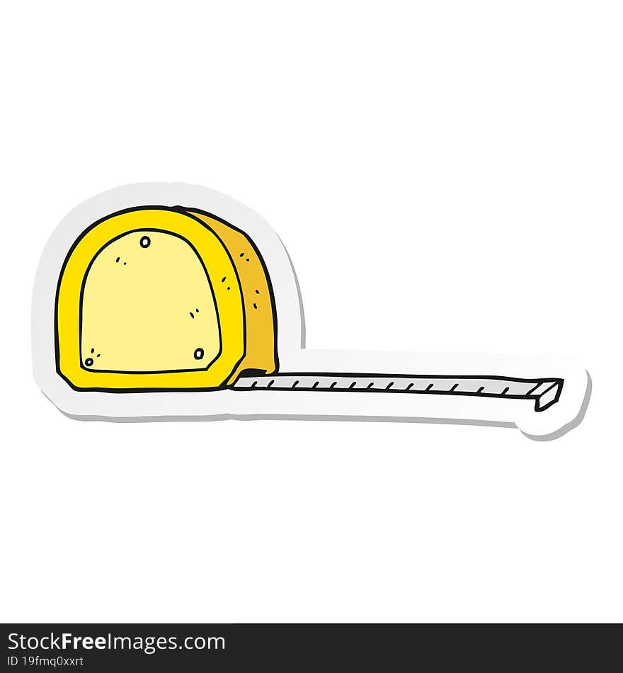 Sticker Of A Cartoon Measuring Tape