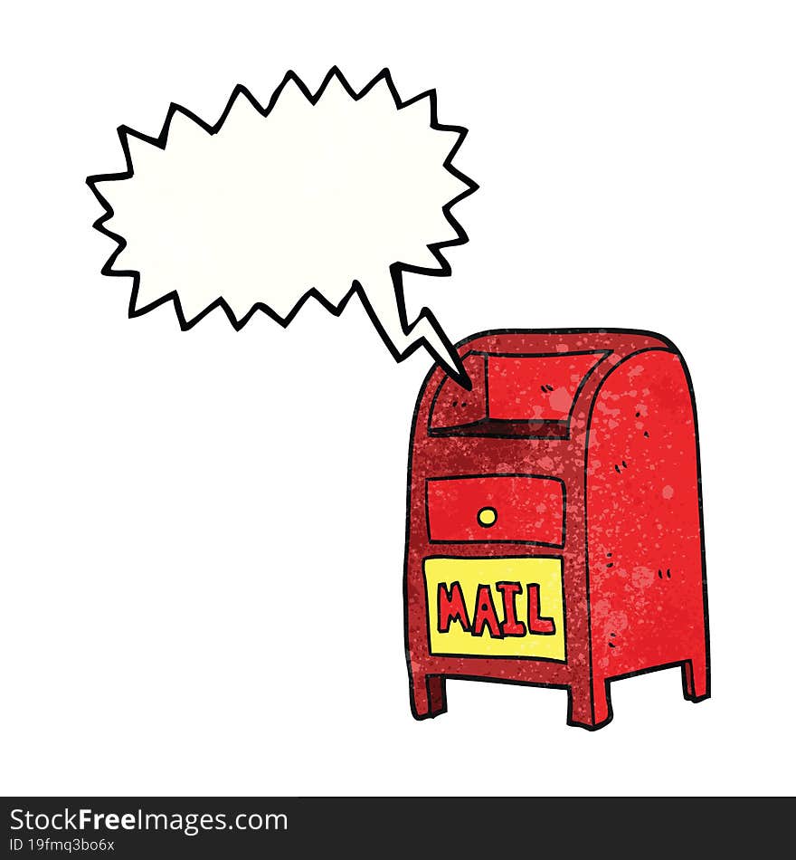 speech bubble textured cartoon mail box