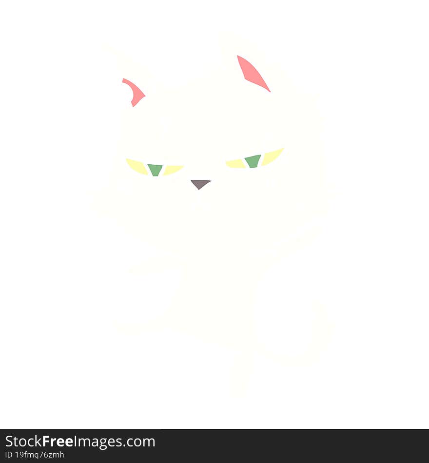 tough flat color style cartoon cat