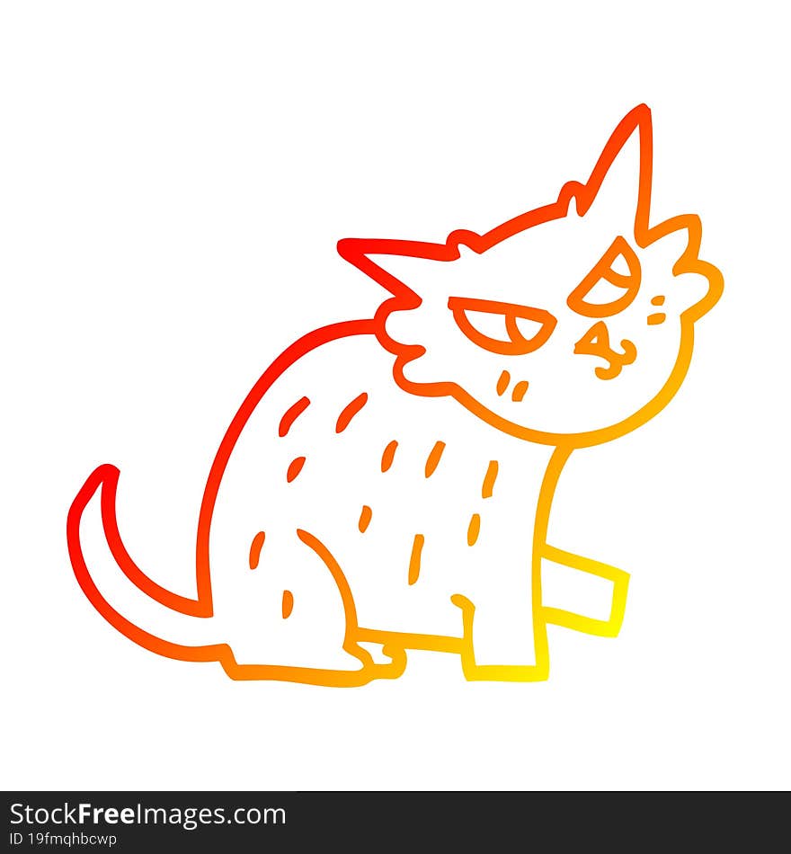 warm gradient line drawing cartoon ginger cat