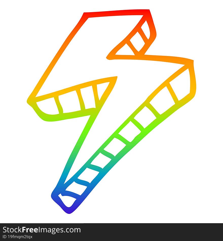 rainbow gradient line drawing cartoon lightening bolt