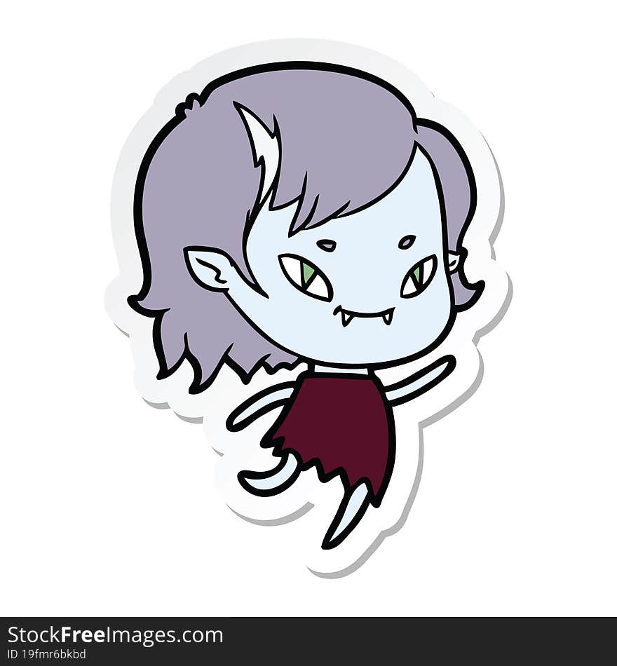 sticker of a cartoon friendly vampire girl running