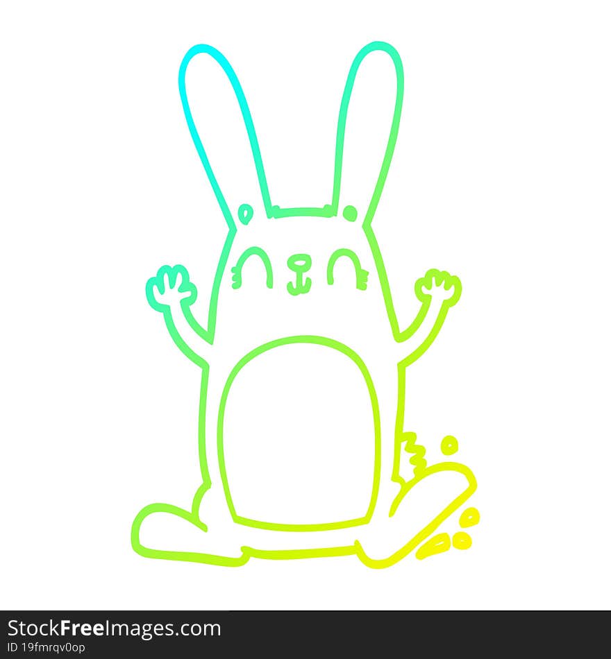 Cold Gradient Line Drawing Cartoon Rabbit