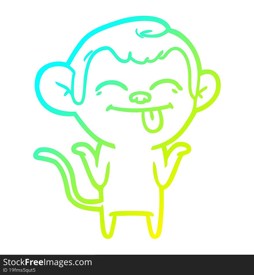 cold gradient line drawing funny cartoon monkey