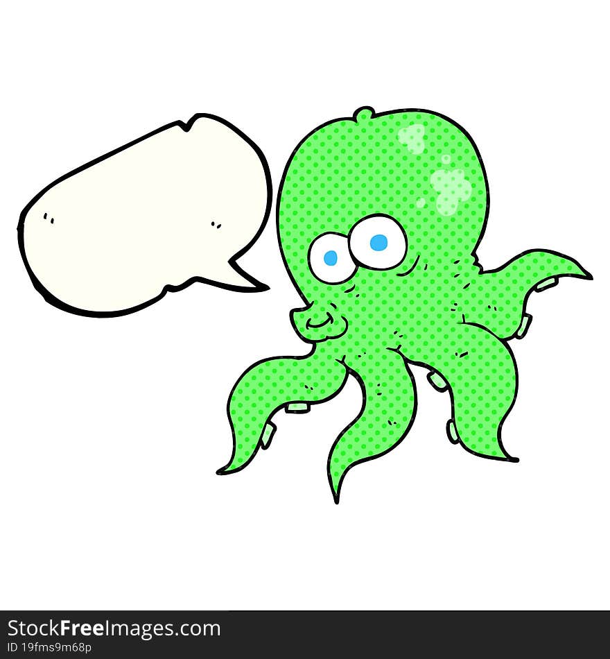 Comic Book Speech Bubble Cartoon Octopus