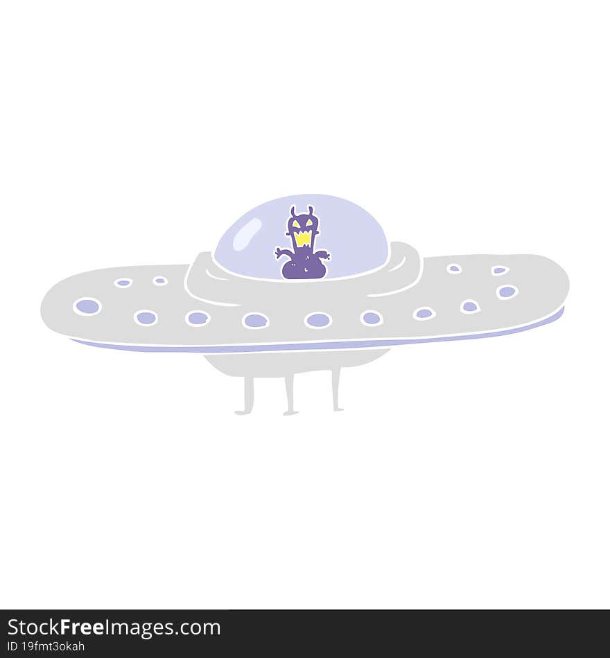 flat color illustration of a cartoon flying saucer