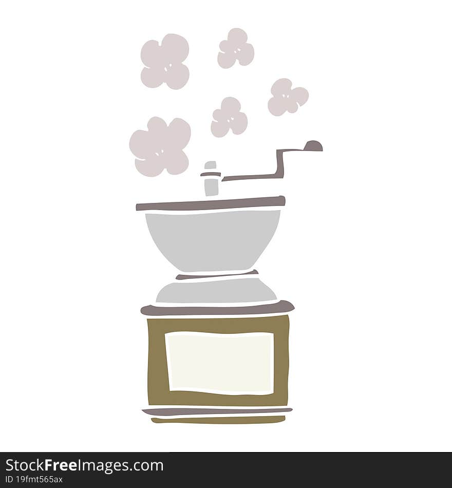 flat color illustration of coffee bean grinder. flat color illustration of coffee bean grinder