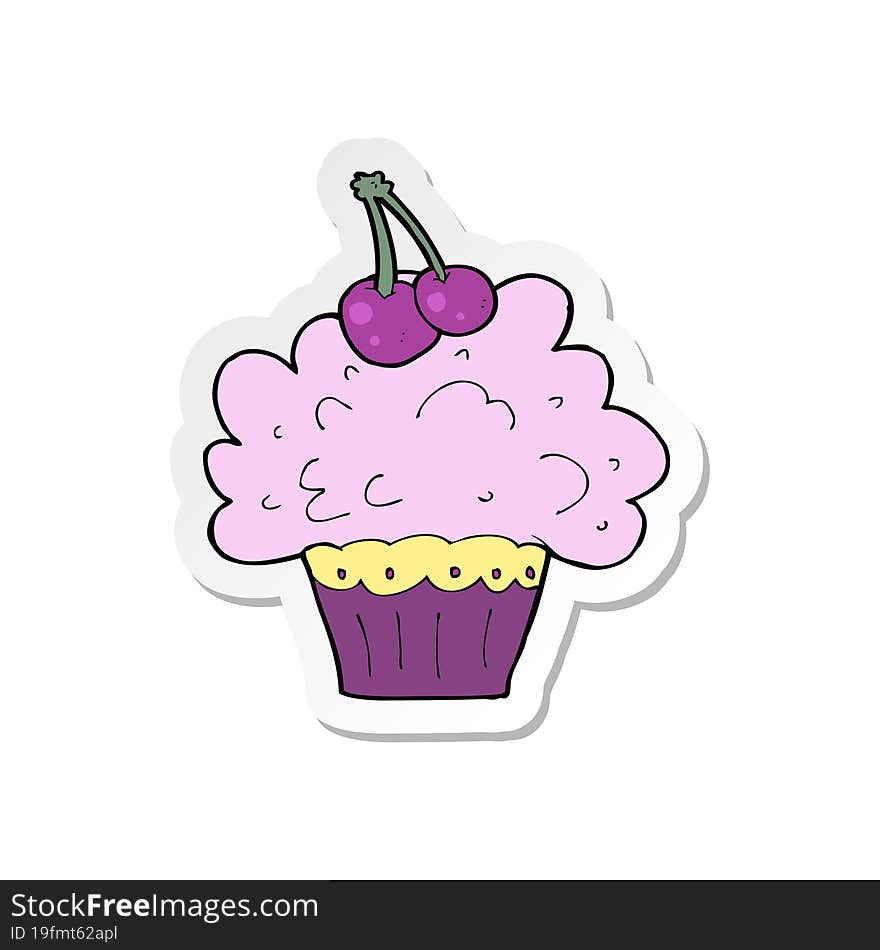 Sticker Of A Cartoon Big Cupcake