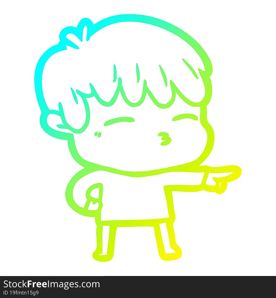 cold gradient line drawing cartoon curious boy