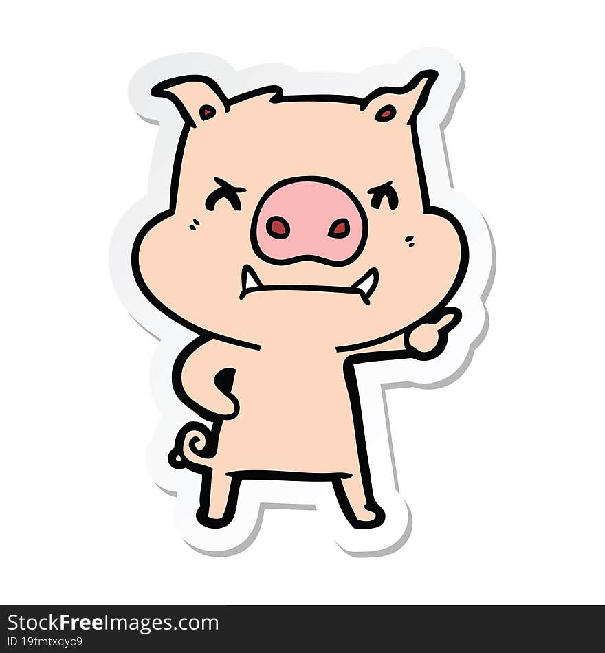 sticker of a angry cartoon pig