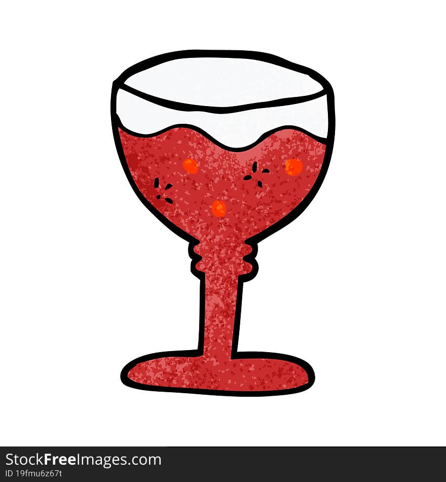 Cartoon Doodle Red Wine Glass