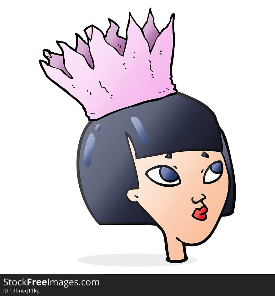 Cartoon Woman Wearing Paper Crown