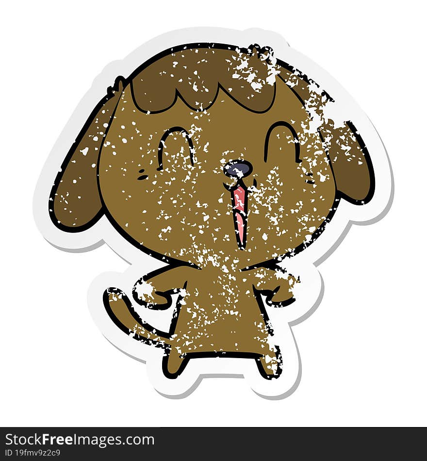 distressed sticker of a cute cartoon dog