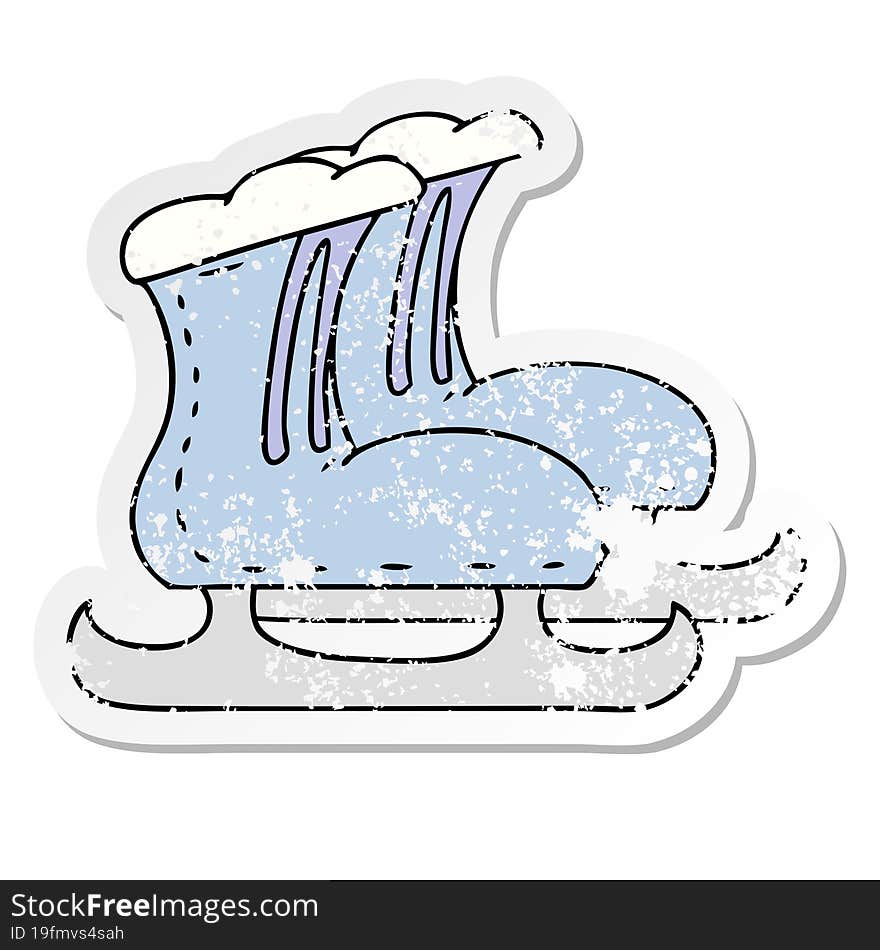 distressed sticker cartoon doodle ice skate boots