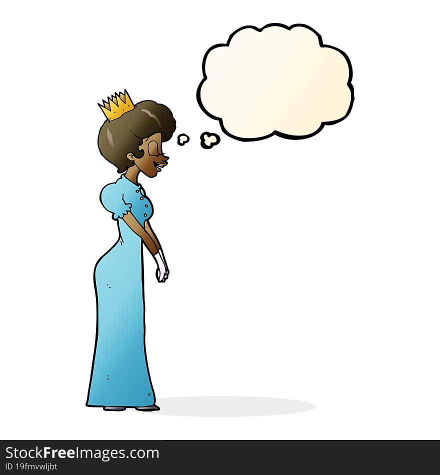 cartoon princess with thought bubble