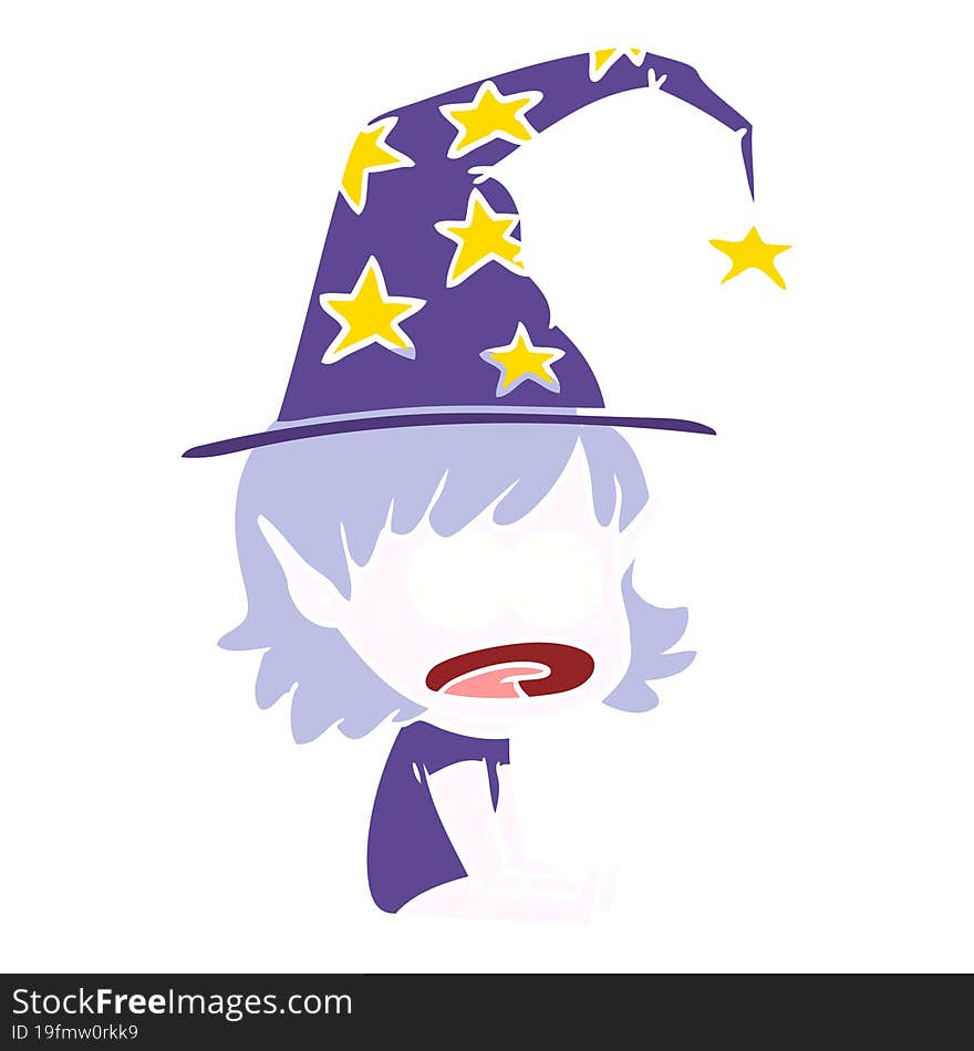 funny witch girl flat color style cartoon