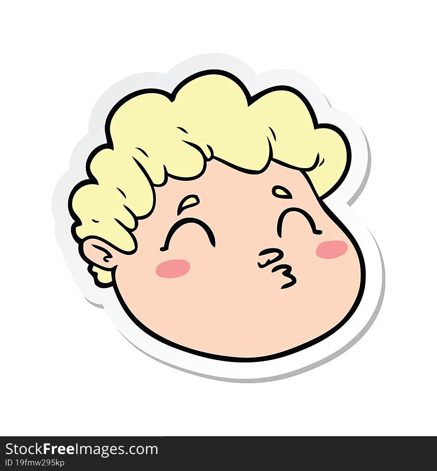 sticker of a cartoon male face