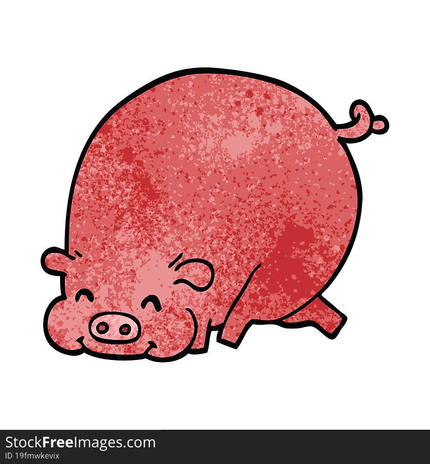 cartoon doodle fat pig