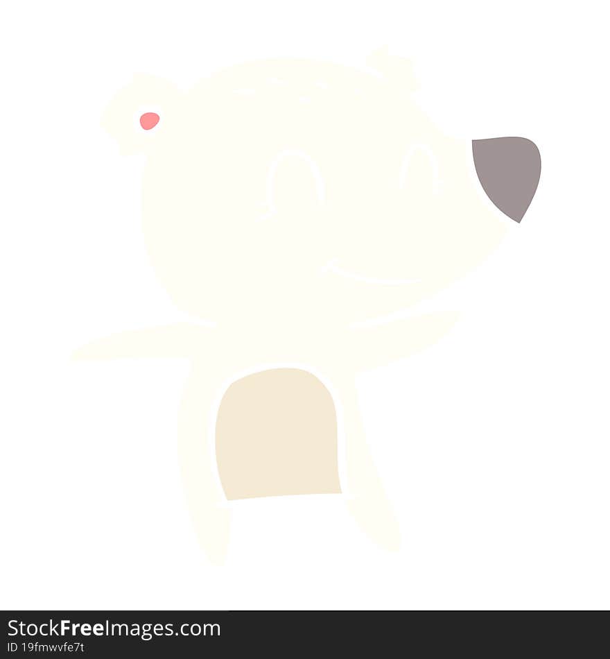 smiling polar bear flat color style cartoon