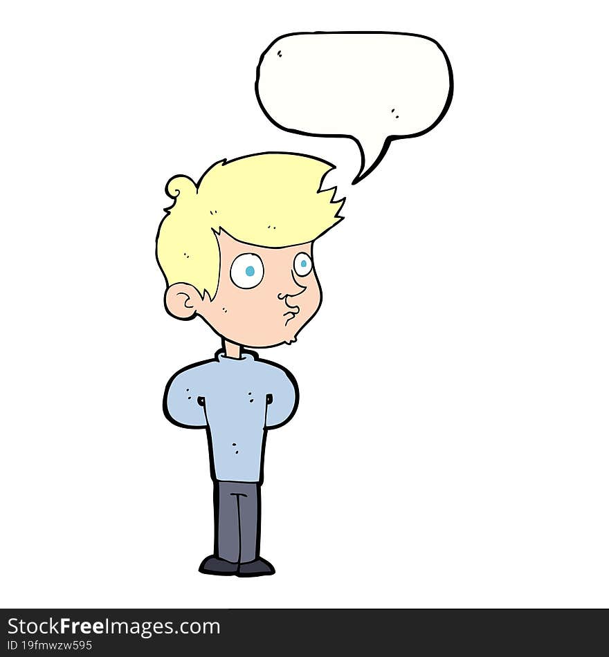 Cartoon Boy Staring With Speech Bubble