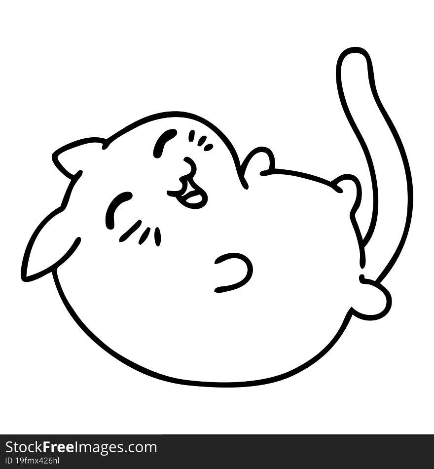 line doodle of a cute happy cat laughing. line doodle of a cute happy cat laughing