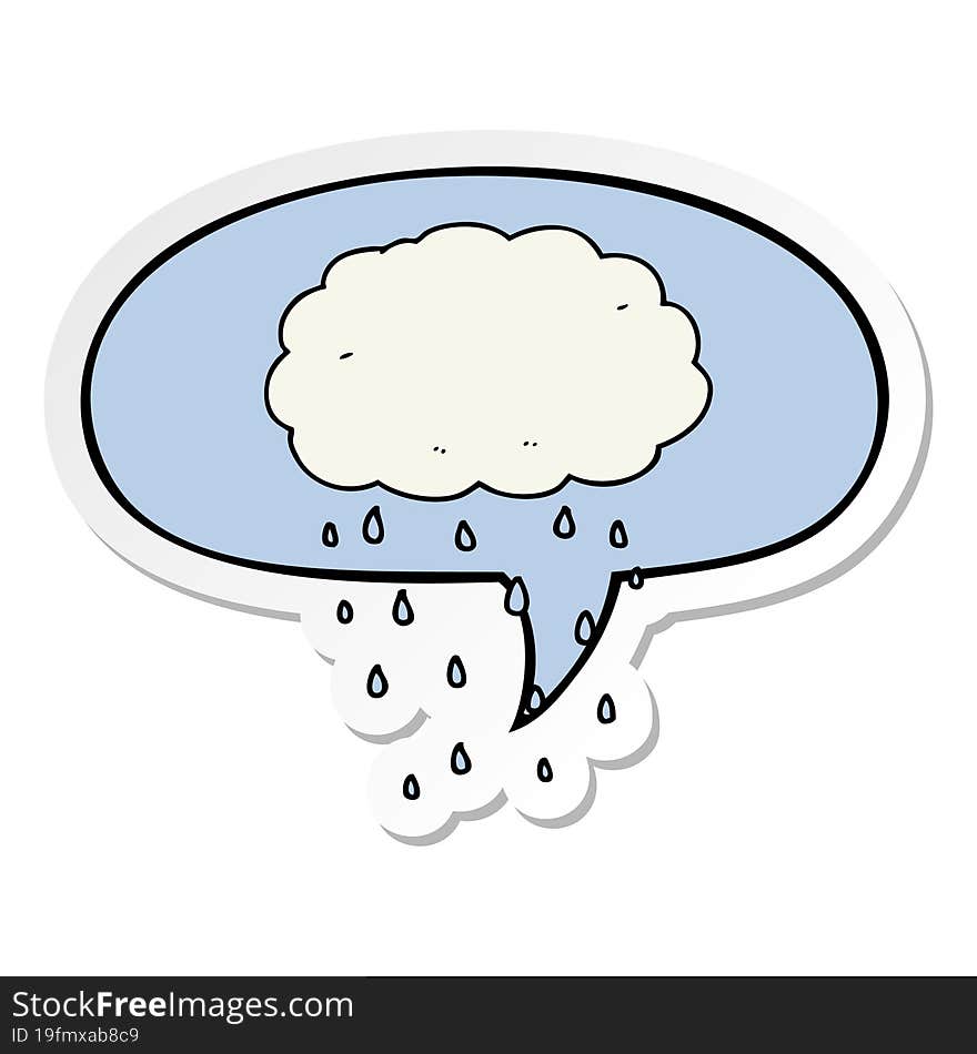 cartoon rain cloud and speech bubble sticker