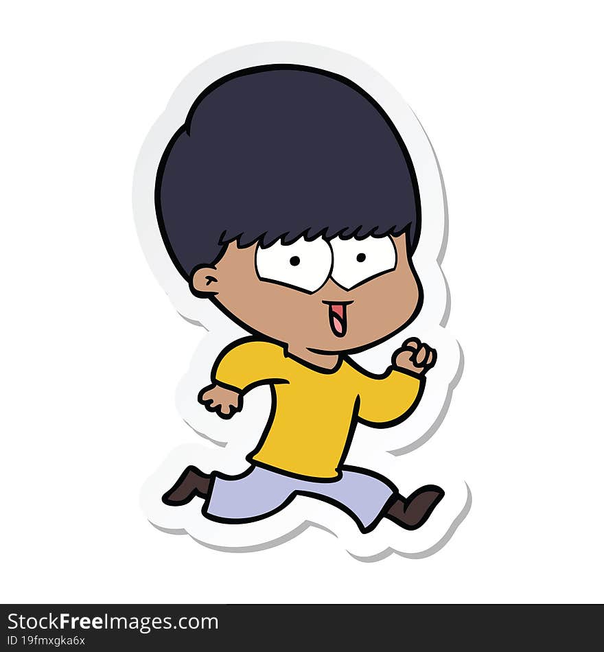 sticker of a cartoon happy boy