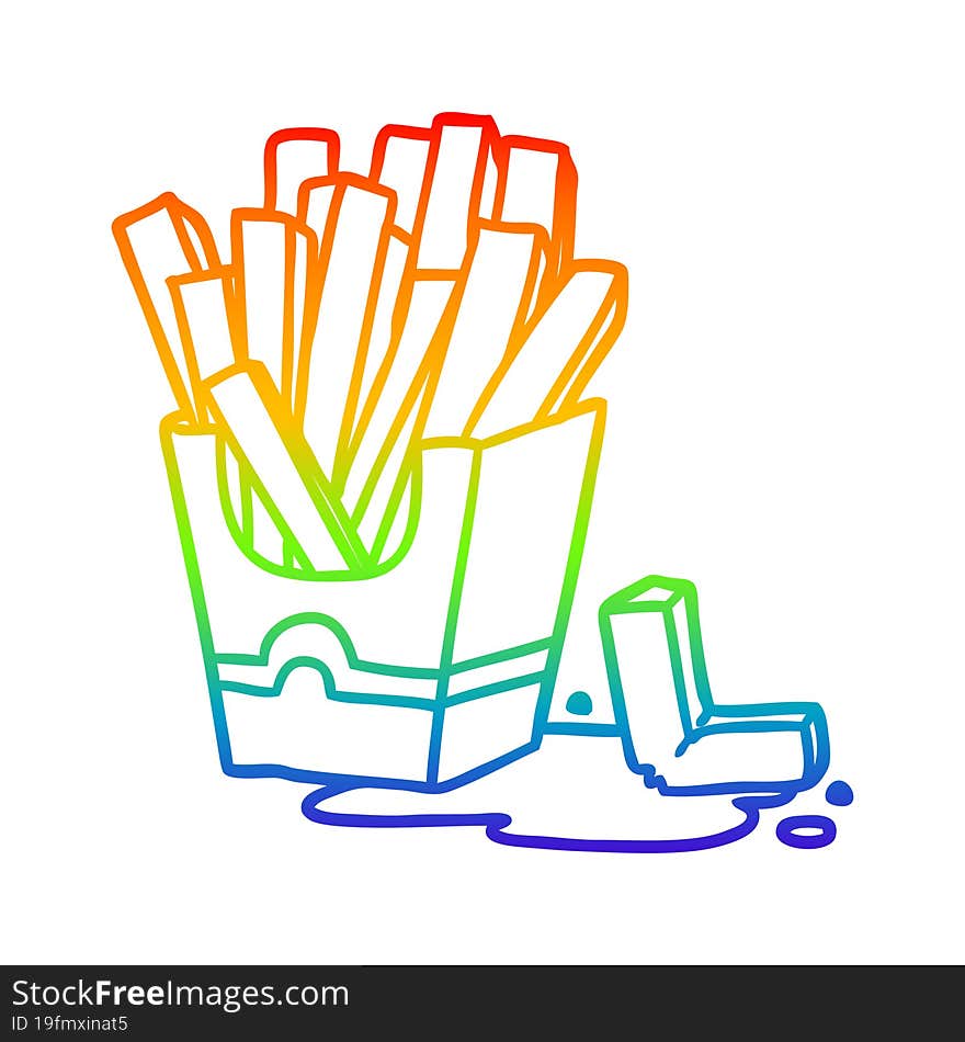 rainbow gradient line drawing junk food fries