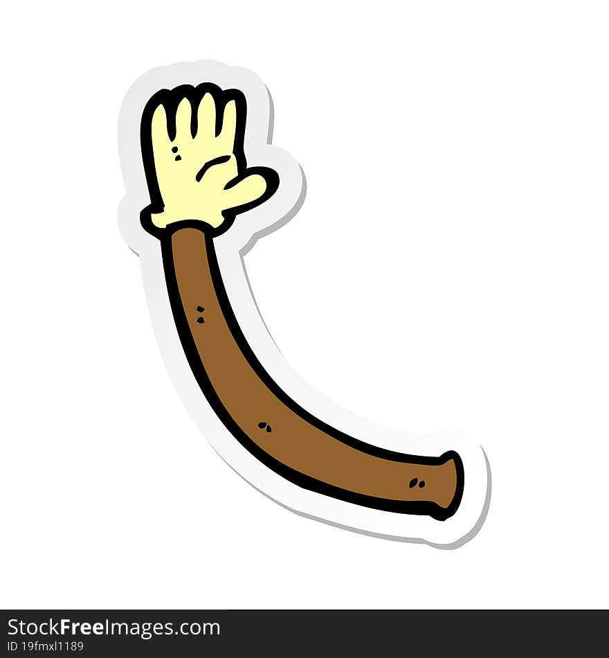 sticker of a cartoon arm with rubber glove