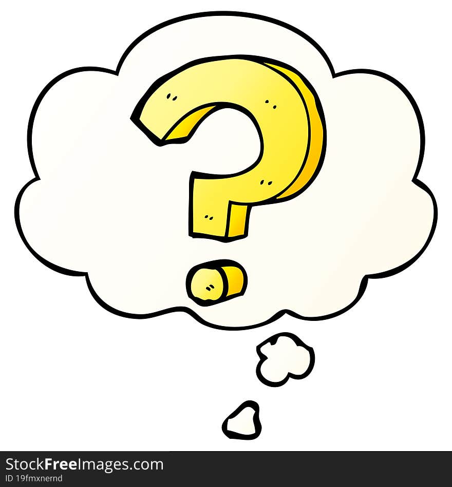 cartoon question mark and thought bubble in smooth gradient style