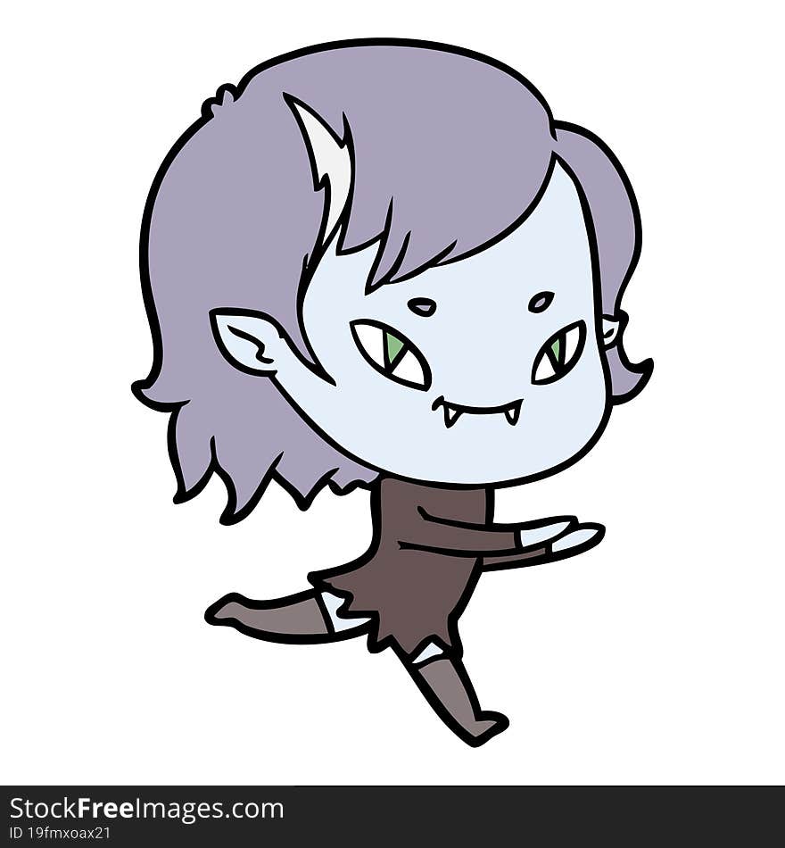 cartoon friendly vampire girl running. cartoon friendly vampire girl running