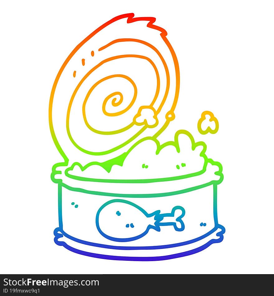 rainbow gradient line drawing cartoon canned food