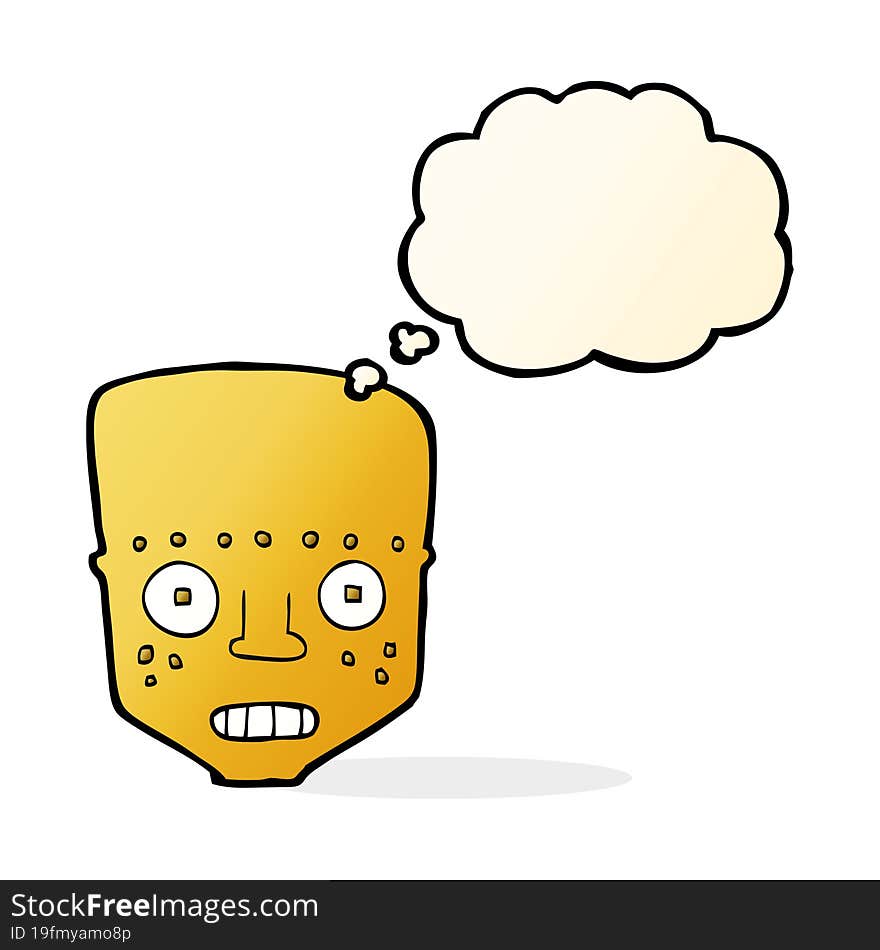 cartoon robot head with thought bubble