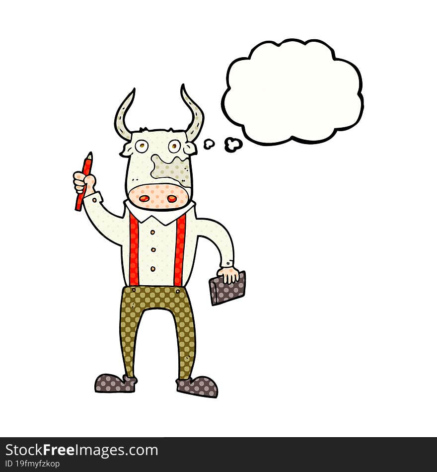 thought bubble cartoon bull man