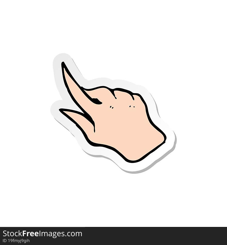 sticker of a cartoon pointing hand