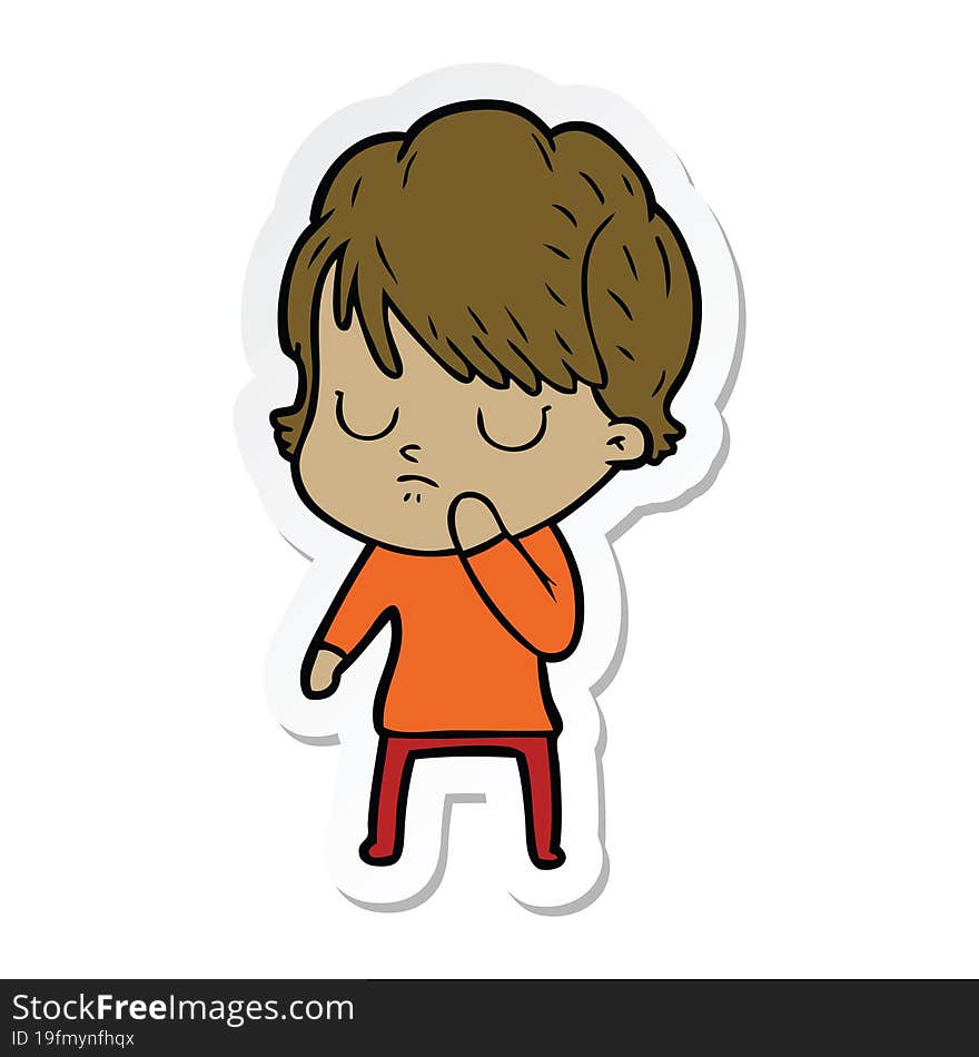 sticker of a cartoon woman