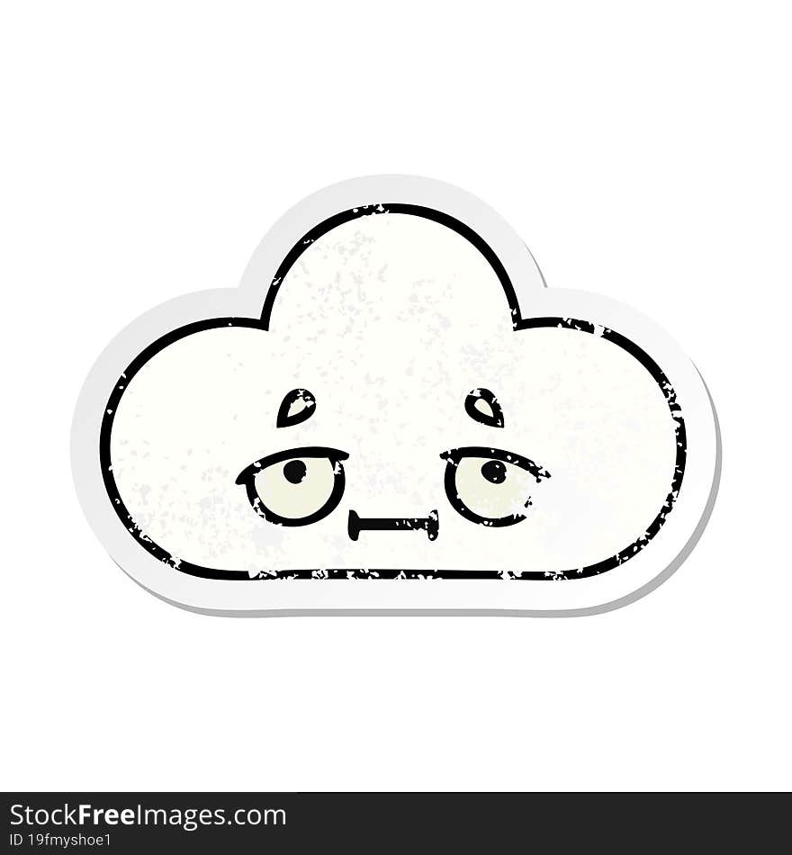 distressed sticker of a cute cartoon white cloud