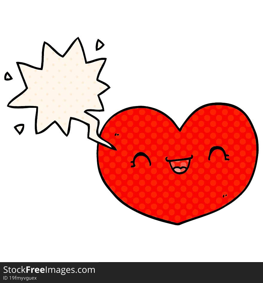 Cartoon Love Heart And Speech Bubble In Comic Book Style