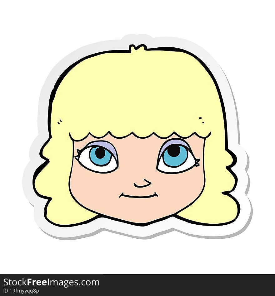 Sticker Of A Cartoon Happy Female Face