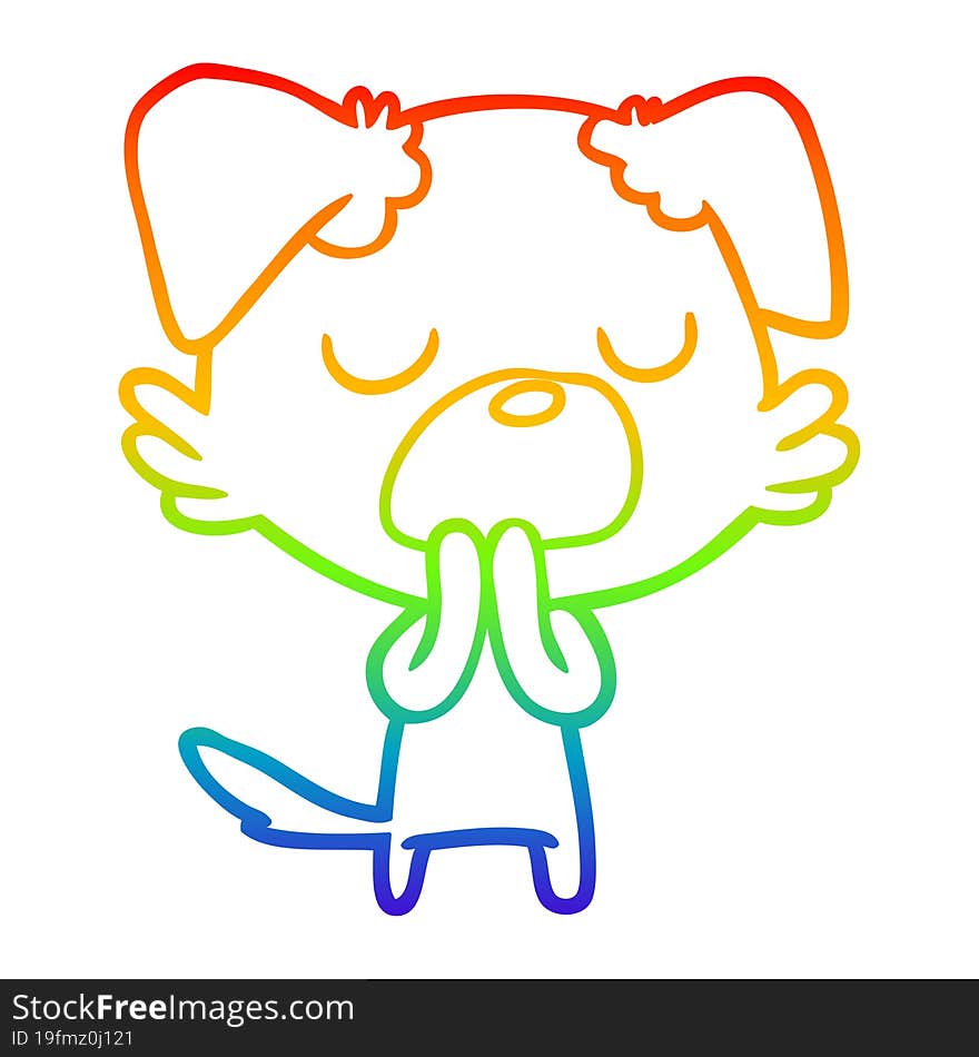 Rainbow Gradient Line Drawing Cartoon Dog