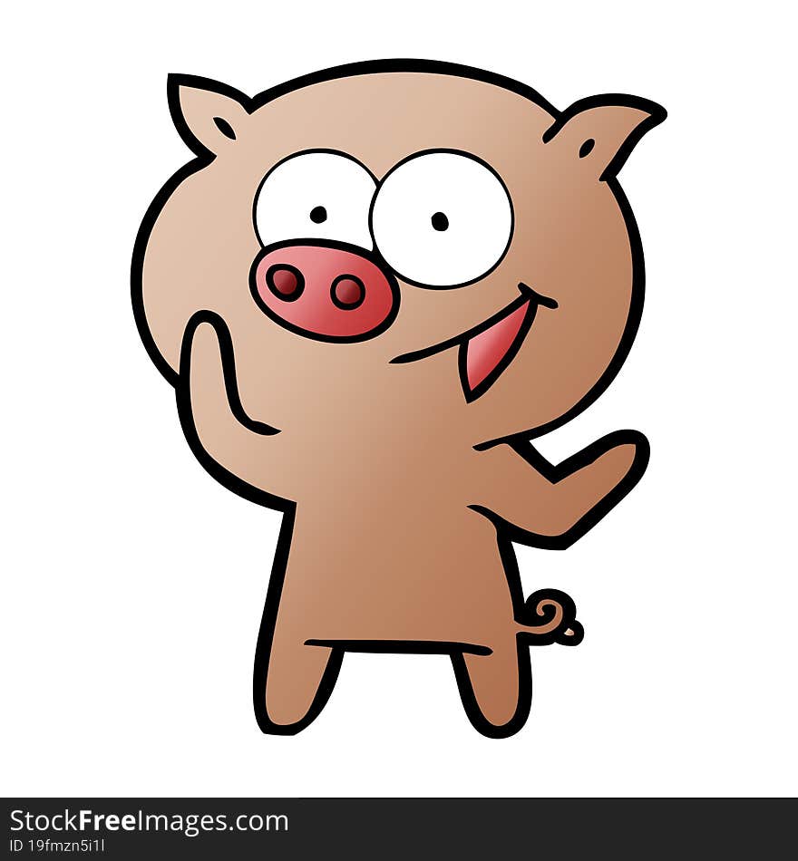 cheerful pig cartoon. cheerful pig cartoon