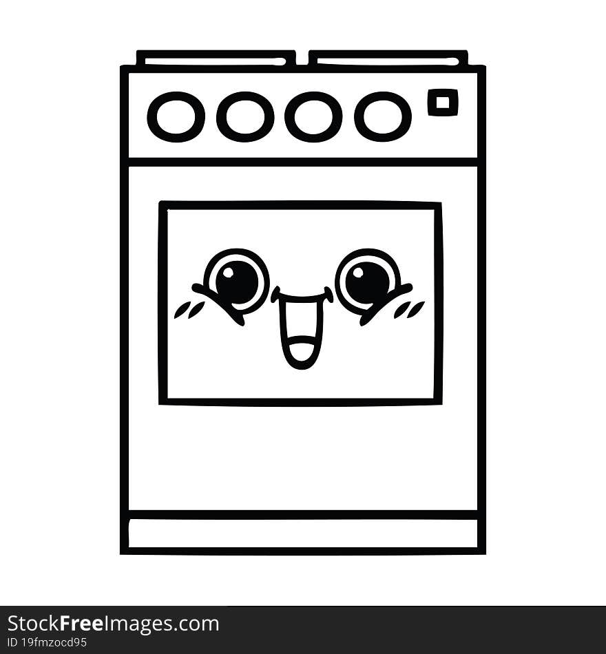 line drawing cartoon kitchen oven