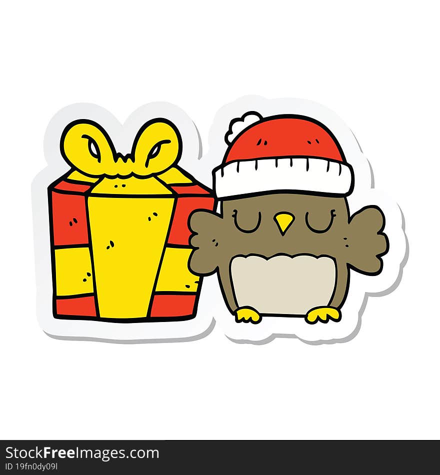 sticker of a cute christmas owl