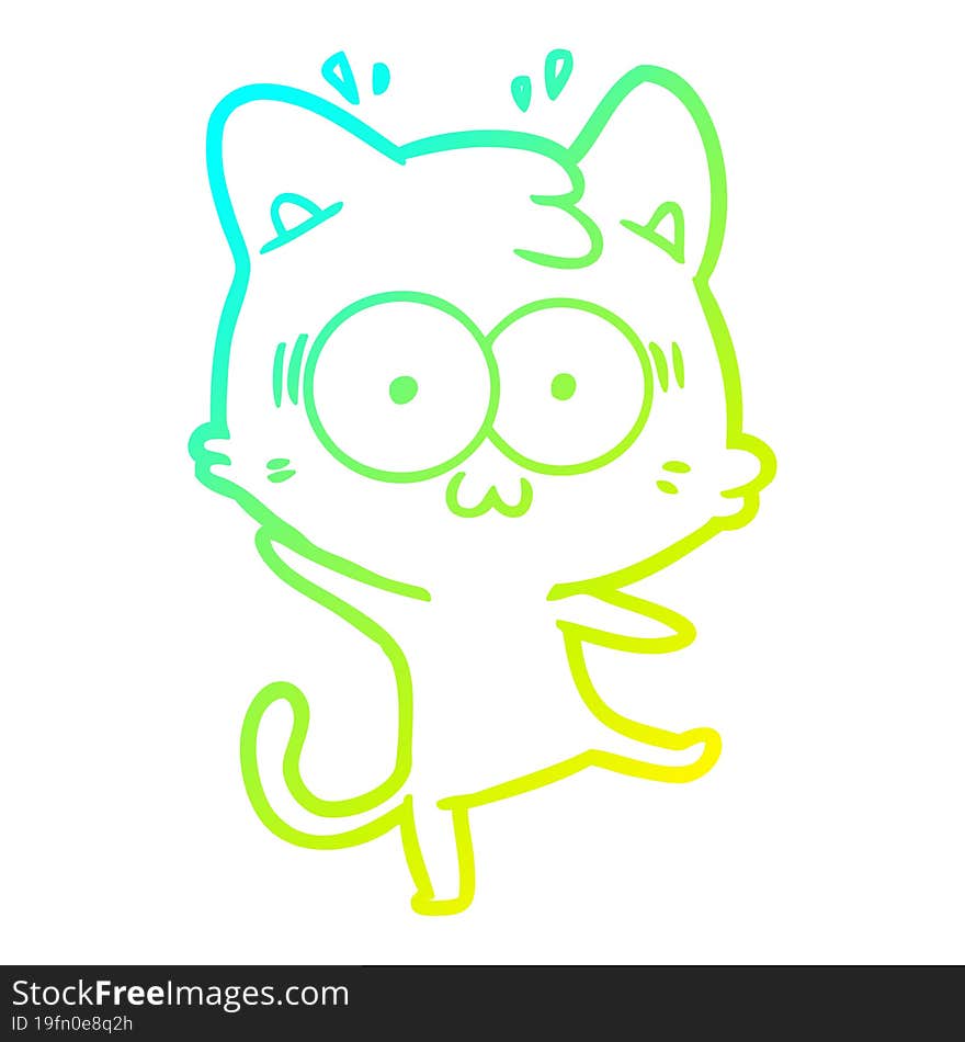 cold gradient line drawing cartoon surprised cat