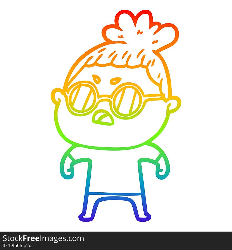 rainbow gradient line drawing cartoon annoyed woman