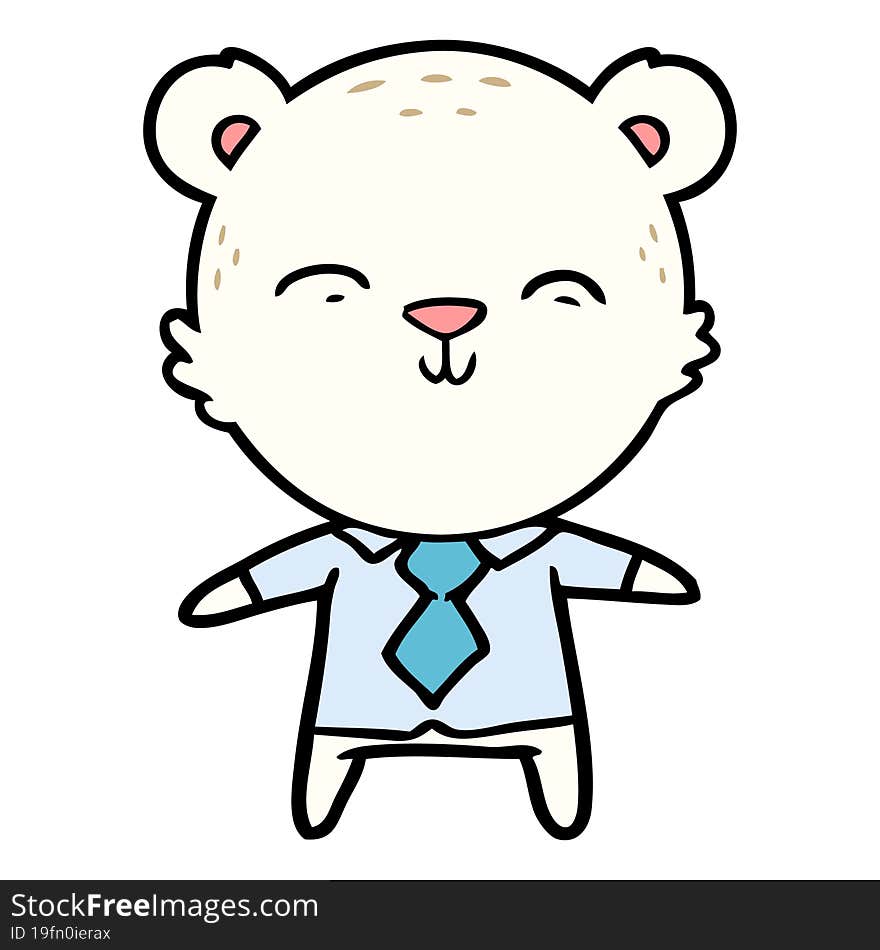 happy cartoon polar bear office worker. happy cartoon polar bear office worker