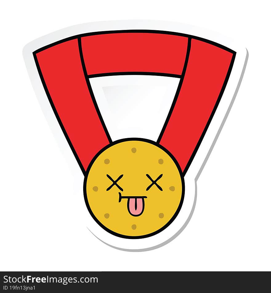 Sticker Of A Cute Cartoon Gold Medal