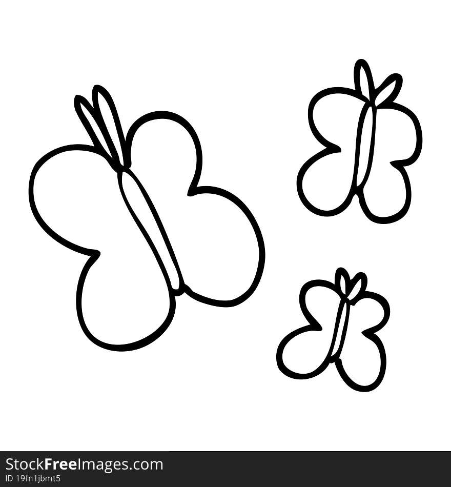 Line Drawing Cartoon Butterflies