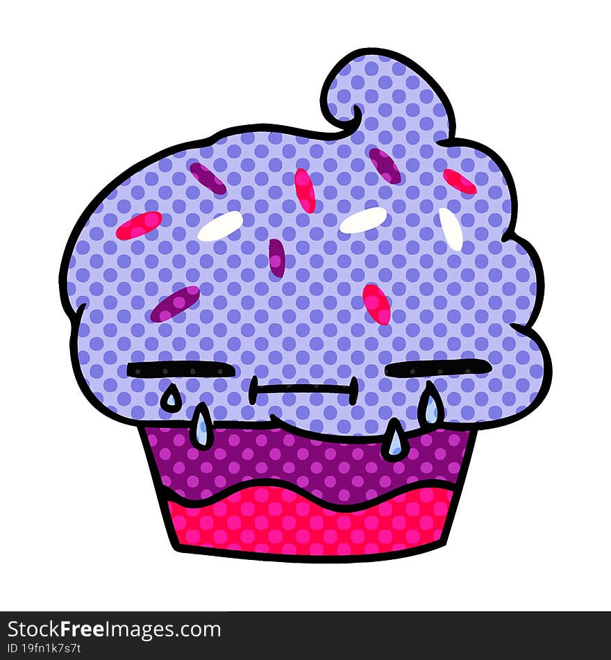 Cartoon Of A Crying Cupcake